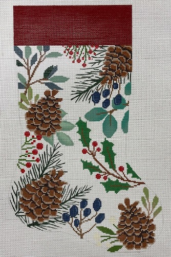 Pinecones on White Stocking