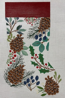 Pinecones on White Stocking