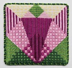 Pink and Green Geometric Coaster