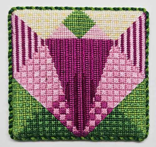 Pink and Green Geometric Coaster