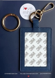 Rect. Navy Leather Charm