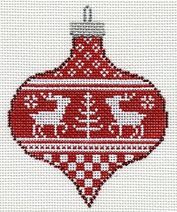 Red & White Deer Ornament