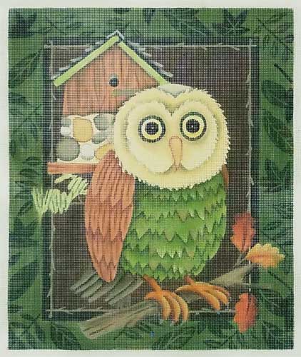 Red Wing Owl and Birdhouse