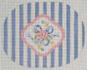 Rose Medallion on Blue Stripes