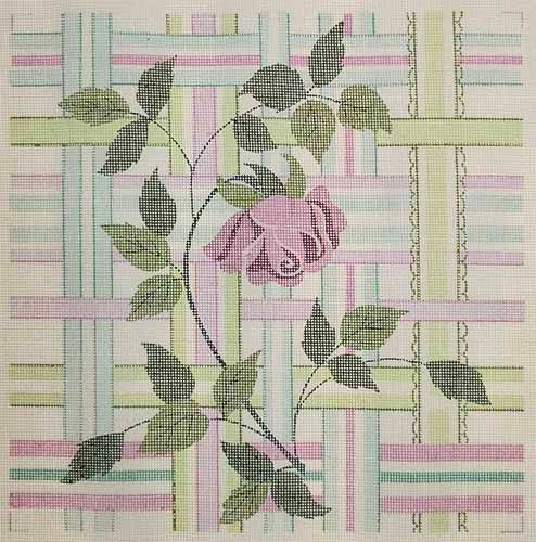 Rose on Woven Ribbons