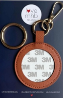 Round Cognac Leather Charm