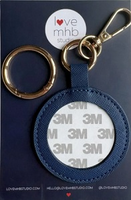 Round Navy Leather Charm