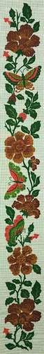 Rusty Red Flowers and Butterflies Bellpull