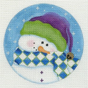 Shy Snowman - Green & Purple Hat