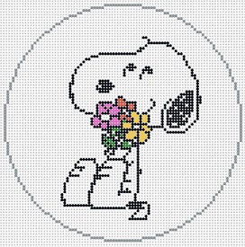 Snoopy Hugging Flowers