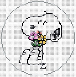 Snoopy Hugging Flowers