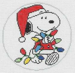 Snoopy in Santa Suit and Tangled Lights