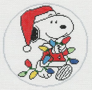 Snoopy in Santa Suit & Tangled Lights