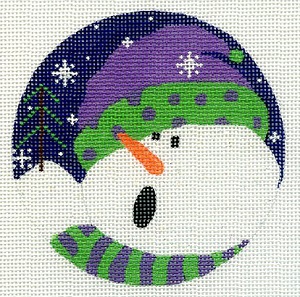 Snowman in Purple PolkaDot Hat