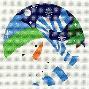 Snowman with Blue & White Scarf