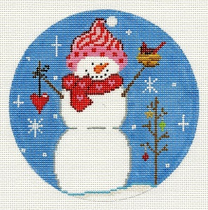 Snowman with Cardinal