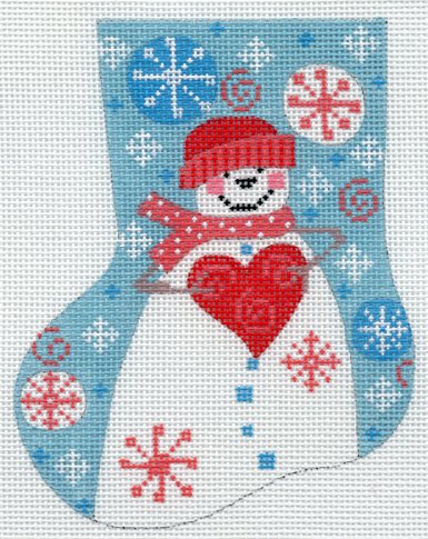 Snowman with Heart Mini-Sock
