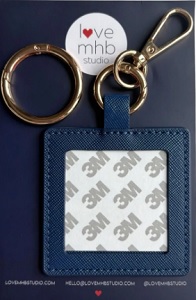 Square Navy Leather Charm