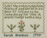 The Sarah Brereton Sampler 1799