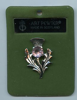 Thistle Brooch with Pink Stone