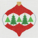 Trees on Red and White Ornament