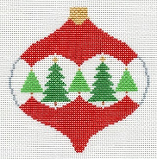 Trees on Red and White Ornament