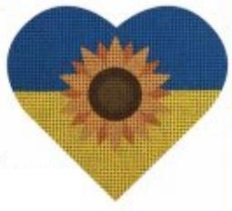 Ukrainian Flag Heart with Sunflower
