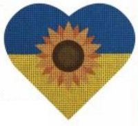 Ukrainian Flag Heart with Sunflower