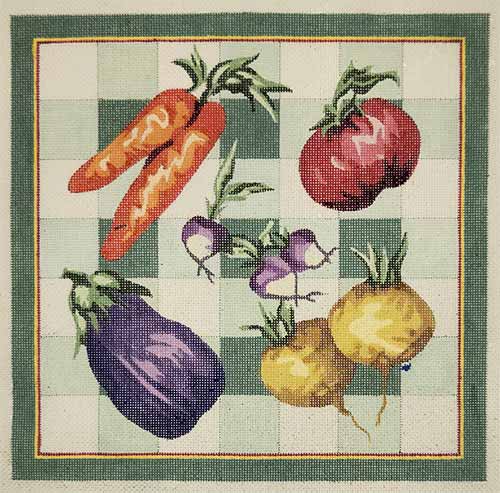 Vegetables on Green Checks