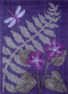 Violets and Dragonfly