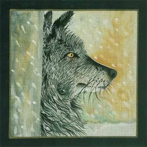 Wolf on Snowy Night