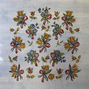 Yellow and Blue Flowers with Red Bows