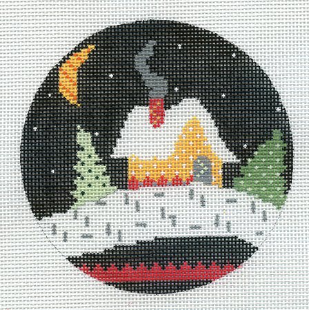 Yellow House Snow Scene