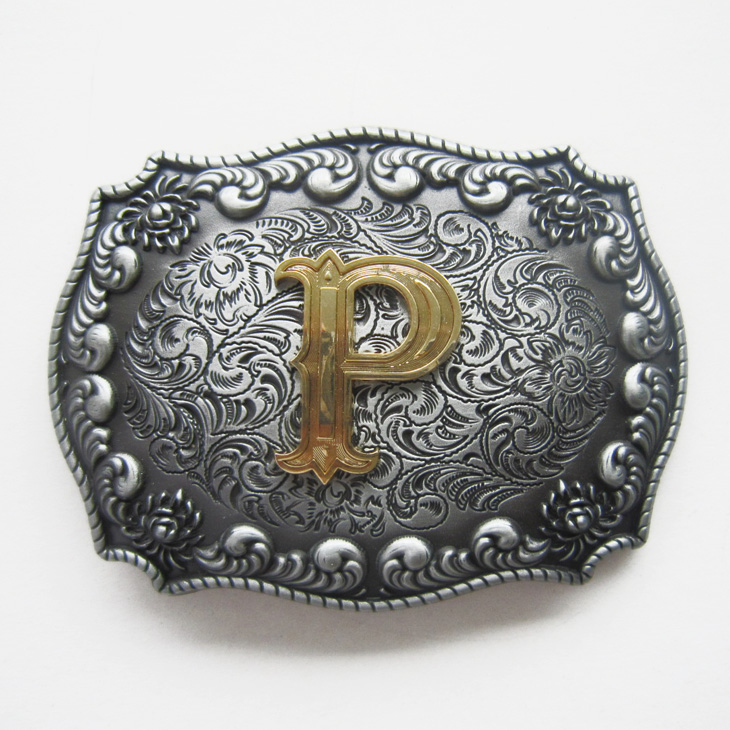 Jeansfriend Original Western Cowboy Initial Letter P Belt Buckle