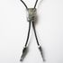 Vintage Gold Stars Flag Map Bolo Tie - Leather Necklace With Antique Brushed Silver Pendant