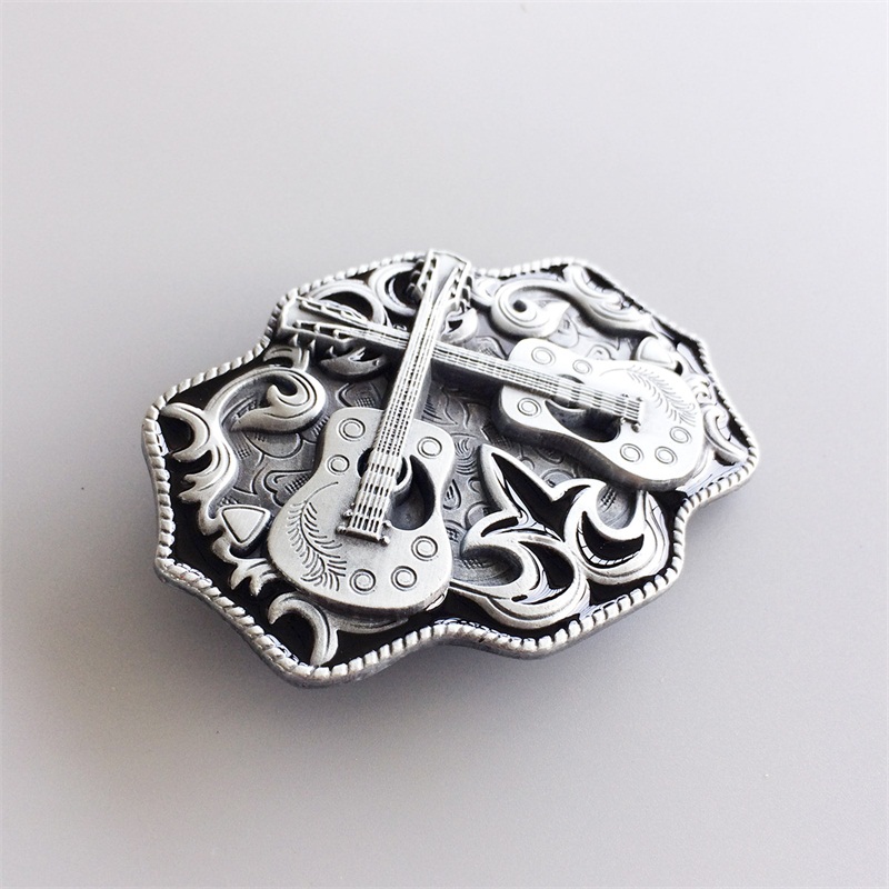 Western Country Cross Guitar Music Novelty Belt Buckle – Metal – Men's Accessory