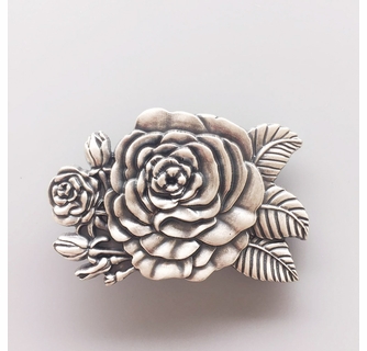 New Vintage Silver Plated 3D Sculpt Western Rose Flower Belt