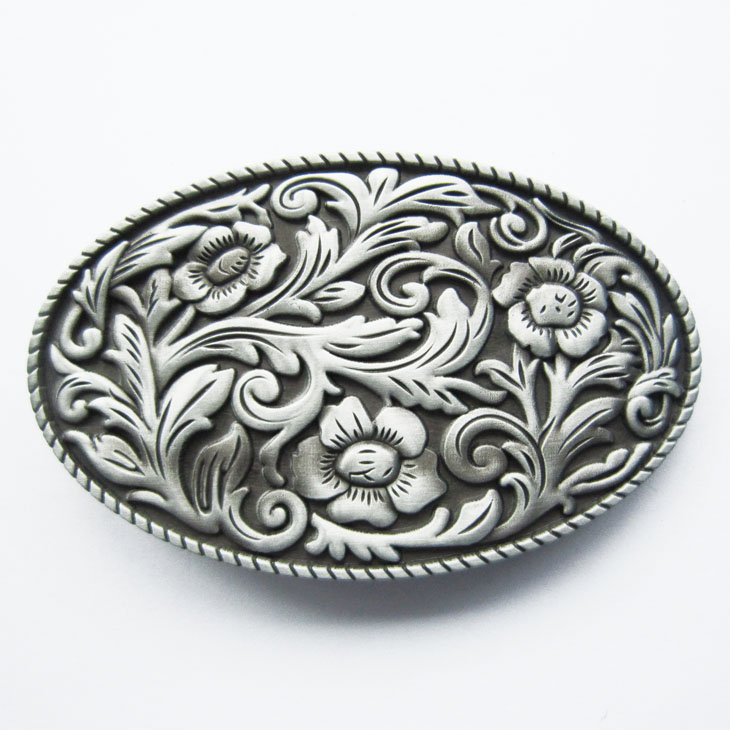 Antique Bronze Plated Rodeo Cowboy Western Oval Belt Buckle Boucle de