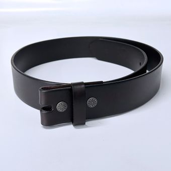 Solid Dark Coffee Color Genuine Leather Belt Brass Snap On Belt BELT1-014BWN