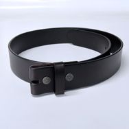 Solid Dark Coffee Color Genuine Leather Belt Brass Snap On Belt BELT1-014BWN