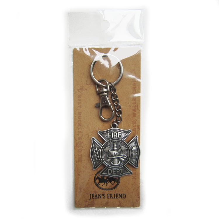 Vintage Silver Plated Firemen Firefighter Fire Dept Charm Key Ring Key ...