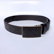 Western Southwest Laser Engrave Black Genuine Leather Belt With Solid Brass Buckle BELT1-028BK