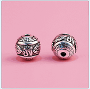 925 Silver Tibetan OM Beads