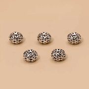 Tibetan 925 Silver Flower Beads -3pcs