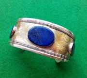 Old Turkmenistan Silver Lapis Lazuli Women Bangle