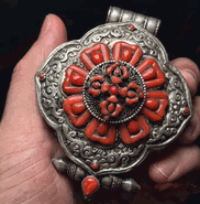 Turquoise Coral Vajra Gau Pendant