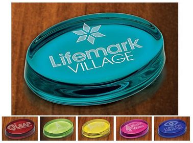 Colored Glass Oval Paperweights