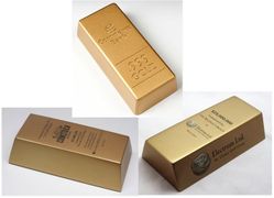 4.5" Gold Bar Paperweight - Cast Stone