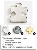 5/8" Puzzle Piece Metal Lapel Pin, Border Piece