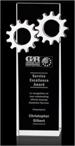 Silver Gear 8" Crystal Rectangle Award